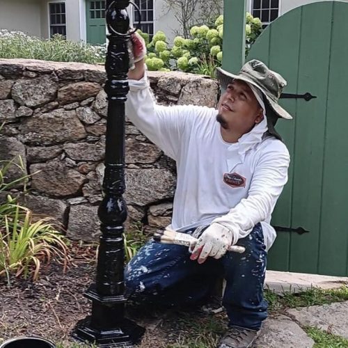 painting decorations in yard